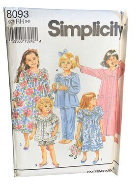 Simplicity Girls Sleepwear Sewing Pattern Size 3 4 5 6 8093 - Uncut